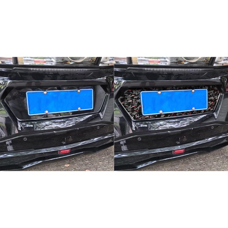 Forged Gold Foil Carbon Fiber Car Rear License Plate Frame Decorative Sticker for Chevrolet Corvette C8 2020-, Left and Right Driver(Red) - Car Interior Mouldings by buy2fix | Online Shopping UK | buy2fix