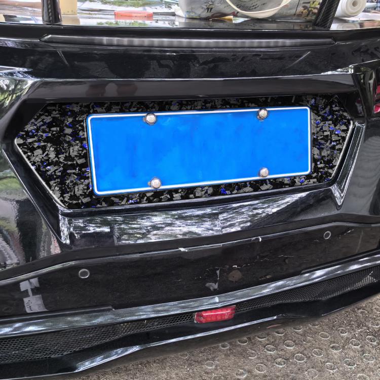 Forged Gold Foil Carbon Fiber Car Rear License Plate Frame Decorative Sticker for Chevrolet Corvette C8 2020-, Left and Right Driver(Blue) - Car Interior Mouldings by buy2fix | Online Shopping UK | buy2fix