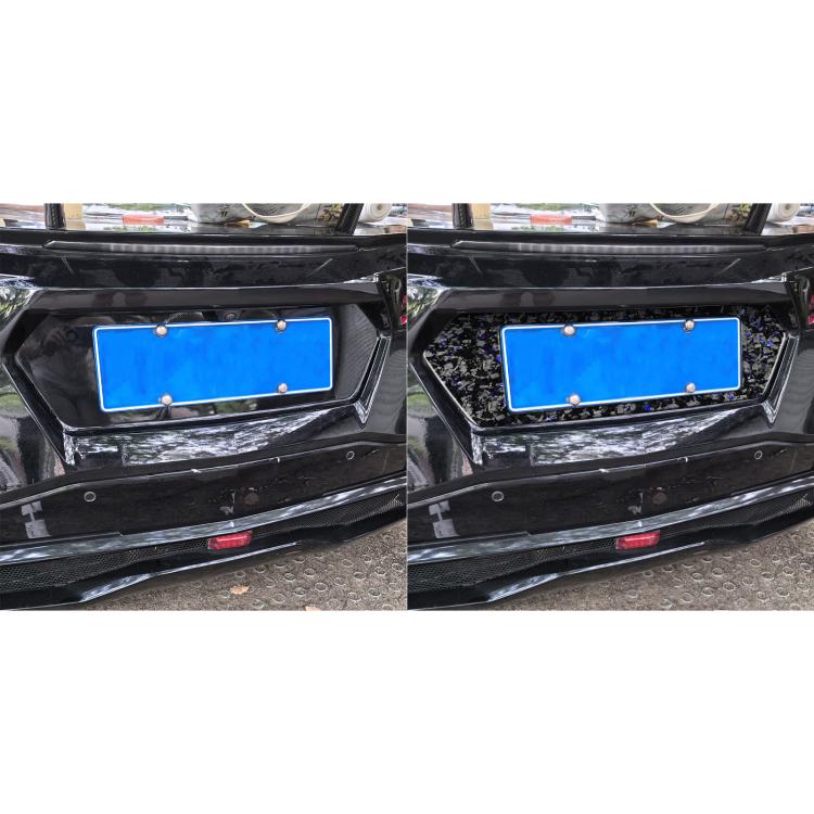 Forged Gold Foil Carbon Fiber Car Rear License Plate Frame Decorative Sticker for Chevrolet Corvette C8 2020-, Left and Right Driver(Blue) - Car Interior Mouldings by buy2fix | Online Shopping UK | buy2fix