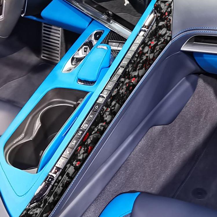 2pcs/Set Forged Gold Foil Carbon Fiber Car Center Console Side Decorative Sticker for Chevrolet Corvette C8 2020-, Left Driver(Red) - Car Interior Mouldings by buy2fix | Online Shopping UK | buy2fix
