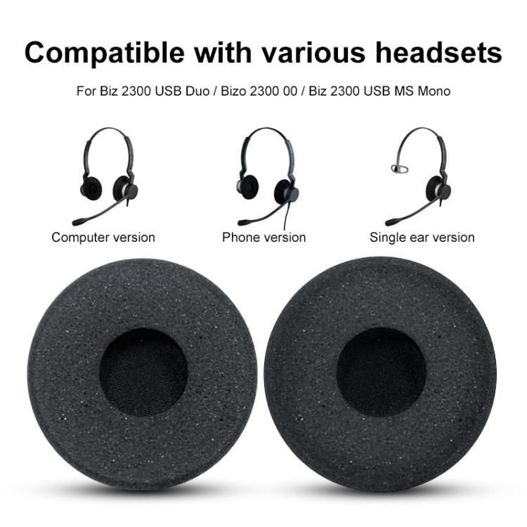 2pcs Foam Earpads For Jabra GN2000 / BIZ 2300 / 2400 / 1500 / 1900(Black) - Earmuff & Pad by buy2fix | Online Shopping UK | buy2fix