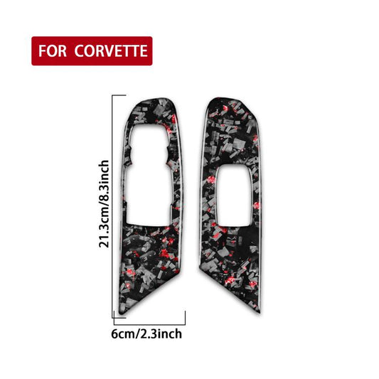 2pcs/Set Forged Gold Foil Carbon Fiber Car Window Lift Decorative Sticker for Chevrolet Corvette C8 2020-, Left Driver(Red) - Car Interior Mouldings by buy2fix | Online Shopping UK | buy2fix