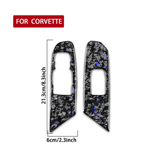 2pcs/Set Forged Gold Foil Carbon Fiber Car Window Lift Decorative Sticker for Chevrolet Corvette C8 2020-, Left Driver(Blue) - Car Interior Mouldings by buy2fix | Online Shopping UK | buy2fix