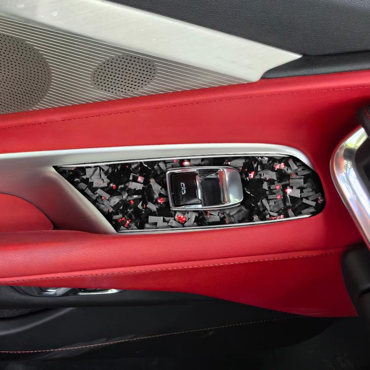 2pcs/Set Forged Gold Foil Carbon Fiber Car Window Lift Decorative Sticker for Chevrolet Corvette C8 2020-, Right Driver(Red) - Car Interior Mouldings by buy2fix | Online Shopping UK | buy2fix