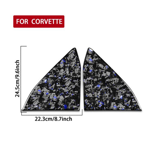 2pcs/Set Forged Gold Foil Carbon Fiber Car Rear Triangle Window Decorative Sticker for Chevrolet Corvette C8 2020-, Left and Right Driver(Blue) - Car Interior Mouldings by buy2fix | Online Shopping UK | buy2fix