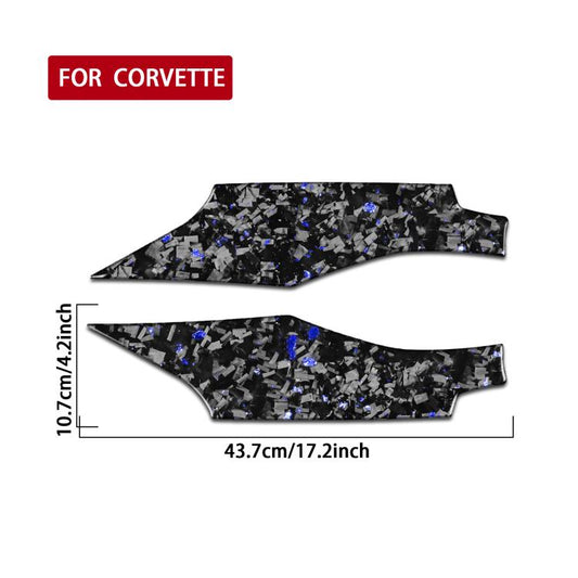2pcs/Set Forged Gold Foil Carbon Fiber Car Door Panel Decorative Sticker for Chevrolet Corvette C8 2020-, Left and Right Driver(Blue) - Car Interior Mouldings by buy2fix | Online Shopping UK | buy2fix