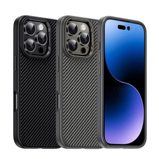 For iPhone 16 Plus iPAKY Star Lord Series Carbon Fiber Textured Oil Spray PC+TPU Phone Case(Grey) - iPhone 16 Plus Cases by iPAKY | Online Shopping UK | buy2fix