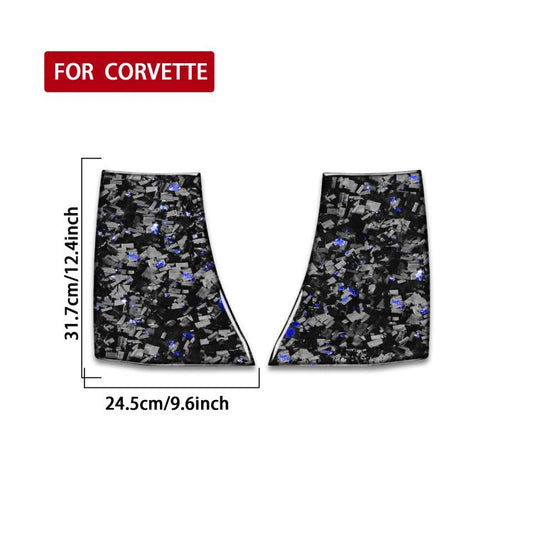 2pcs/Set Forged Gold Foil Carbon Fiber Car Body Exhaust Port Decorative Sticker for Chevrolet Corvette C8 2020-, Left and Right Driver(Blue) - Car Interior Mouldings by buy2fix | Online Shopping UK | buy2fix