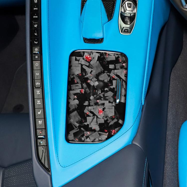 Forged Gold Foil Carbon Fiber Car Central Control Cup Cover Decorative Sticker for Chevrolet Corvette C8 2020-, Right Driver(Red) - Car Interior Mouldings by buy2fix | Online Shopping UK | buy2fix