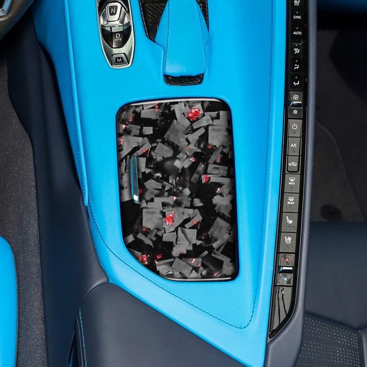 Forged Gold Foil Carbon Fiber Car Central Control Cup Cover Decorative Sticker for Chevrolet Corvette C8 2020-, Left Driver(Red) - Car Interior Mouldings by buy2fix | Online Shopping UK | buy2fix