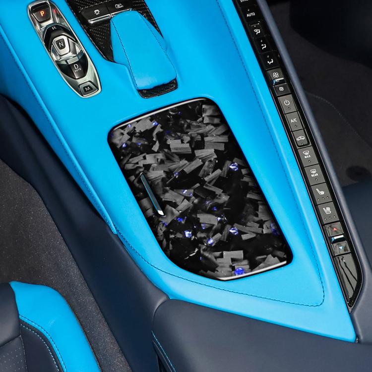 Forged Gold Foil Carbon Fiber Car Central Control Cup Cover Decorative Sticker for Chevrolet Corvette C8 2020-, Left Driver(Blue) - Car Interior Mouldings by buy2fix | Online Shopping UK | buy2fix