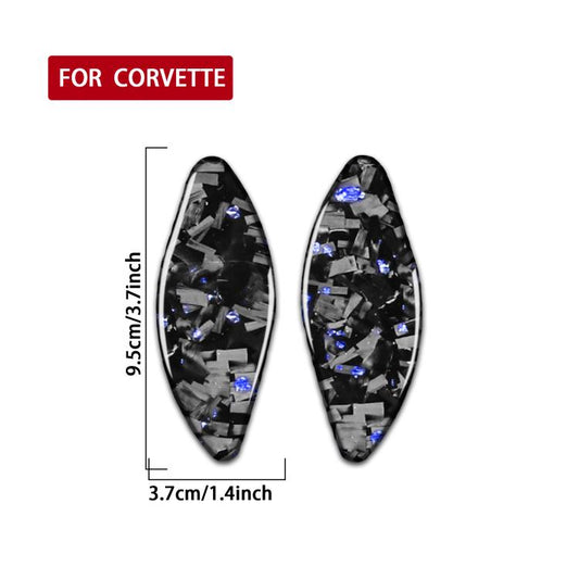 2pcs/Set Forged Gold Foil Carbon Fiber Car Inside Door Bowl Decorative Sticker for Chevrolet Corvette C8 2020-, Left and Right Driver(Blue) - Car Interior Mouldings by buy2fix | Online Shopping UK | buy2fix