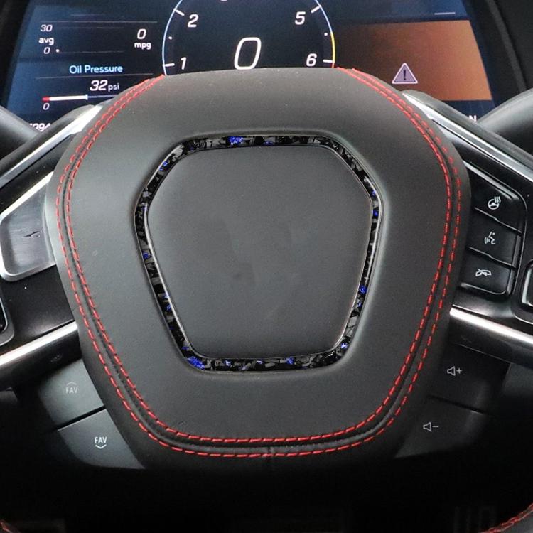 Forged Gold Foil Carbon Fiber Car Steering Wheel Frame Decorative Sticker for Chevrolet Corvette C8 2020-, Left and Right Driver(Blue) - Car Interior Mouldings by buy2fix | Online Shopping UK | buy2fix