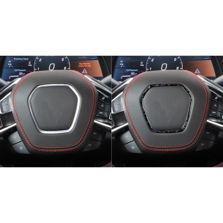 Forged Gold Foil Carbon Fiber Car Steering Wheel Frame Decorative Sticker for Chevrolet Corvette C8 2020-, Left and Right Driver(Blue) - Car Interior Mouldings by buy2fix | Online Shopping UK | buy2fix