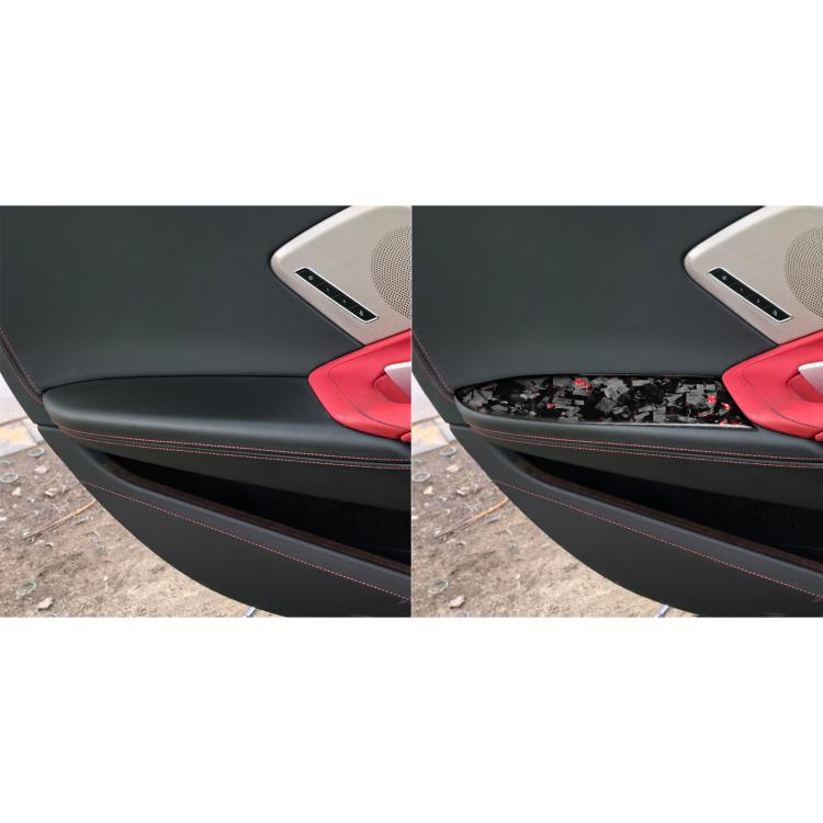 2pcs/Set Forged Gold Foil Carbon Fiber Car Inside Armrest Panel Decorative Sticker for Chevrolet Corvette C8 2020-, Left and Right Driver(Red) - Car Interior Mouldings by buy2fix | Online Shopping UK | buy2fix