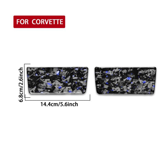 2pcs/Set Forged Gold Foil Carbon Fiber Car Makeup Mirror Panel Decorative Sticker for Chevrolet Corvette C8 2020-, Left and Right Driver(Blue) - Car Interior Mouldings by buy2fix | Online Shopping UK | buy2fix