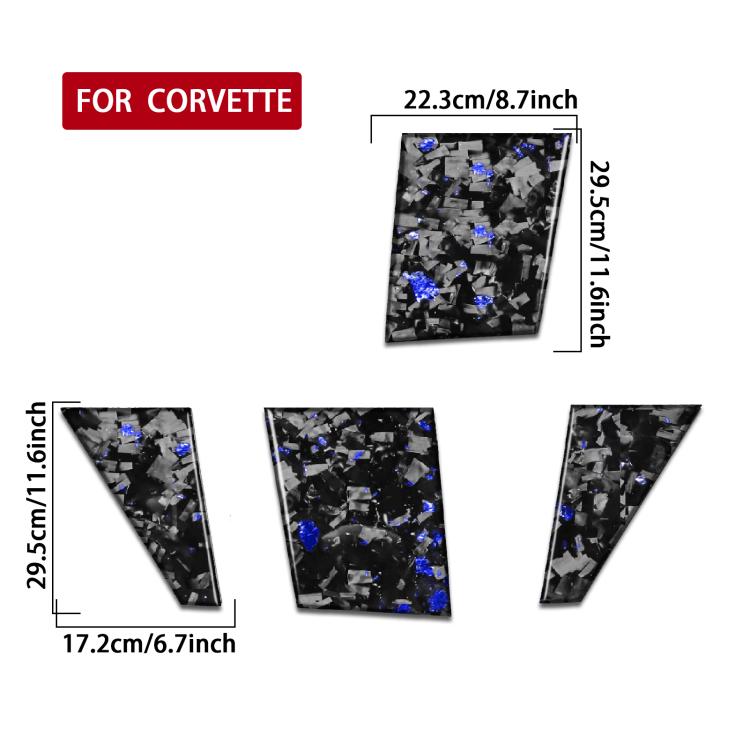 4pcs/Set Forged Gold Foil Carbon Fiber Car Roof Camera Sides Decorative Sticker for Chevrolet Corvette C8 2020-, Left and Right Driver(Blue) - Car Interior Mouldings by buy2fix | Online Shopping UK | buy2fix