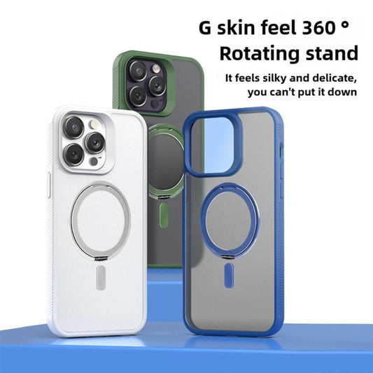 For iPhone 16 Plus Kalebol Rotating Holder MagSafe PC Hybrid TPU Phone Case(Black) - iPhone 16 Plus Cases by Kalebol | Online Shopping UK | buy2fix