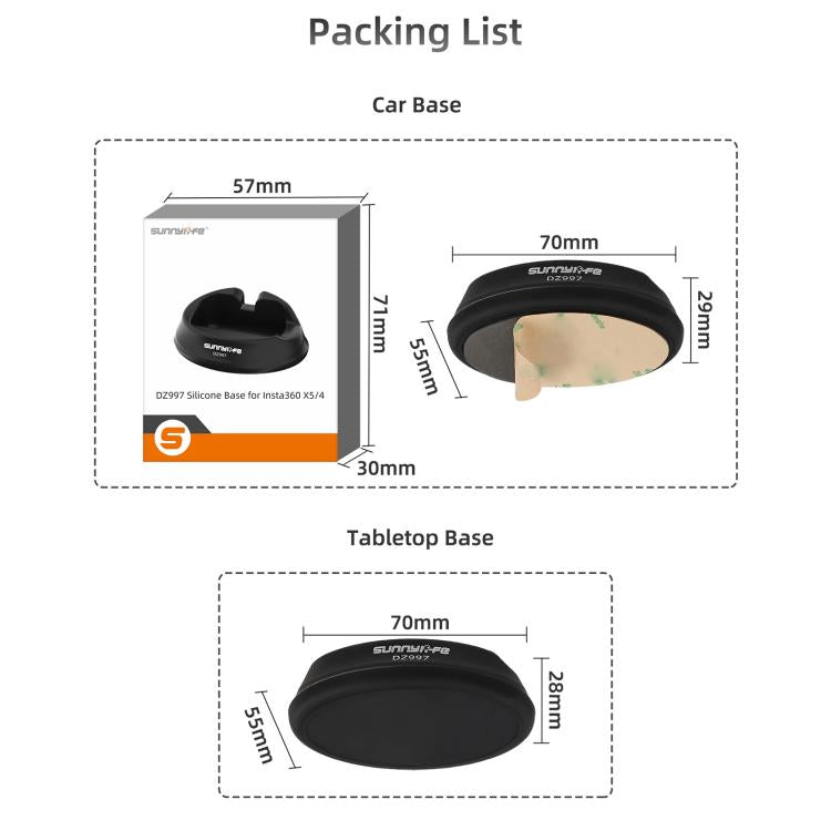 For Insta360 X5 / X4 Sunnylife Silicone Stand Base Car Base(Black) - Len Accessories by buy2fix | Online Shopping UK | buy2fix