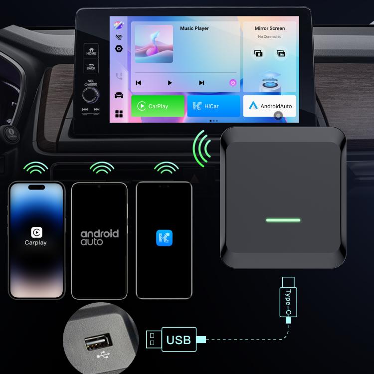 A113 Android 13 Wired CarPlay, Android Auto to Wireless Smart Box(Black) - Bluetooth Adapters by buy2fix | Online Shopping UK | buy2fix
