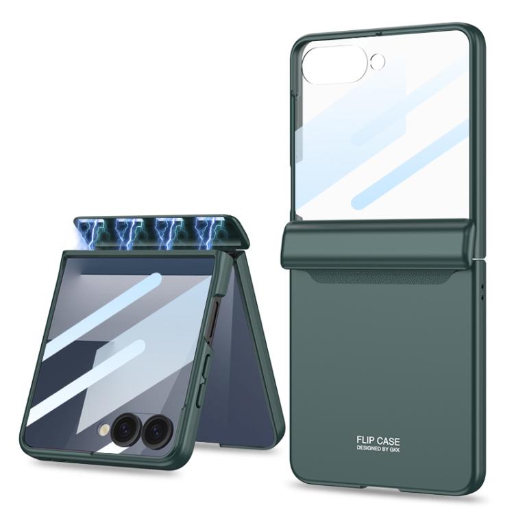 For Samsung Galaxy Z Flip7 5G GKK Integrated HD Film Magnetic Full Coverage Flip Phone Case(Green) - Galaxy Z Flip7 5G Cases by GKK | Online Shopping UK | buy2fix