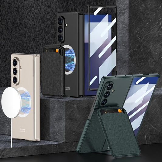 For Samsung Galaxy Z Fold7 5G GKK Integrated Magnetic Folding Card Bag Phone Case(Black) - Galaxy Z Fold7 5G Cases by GKK | Online Shopping UK | buy2fix