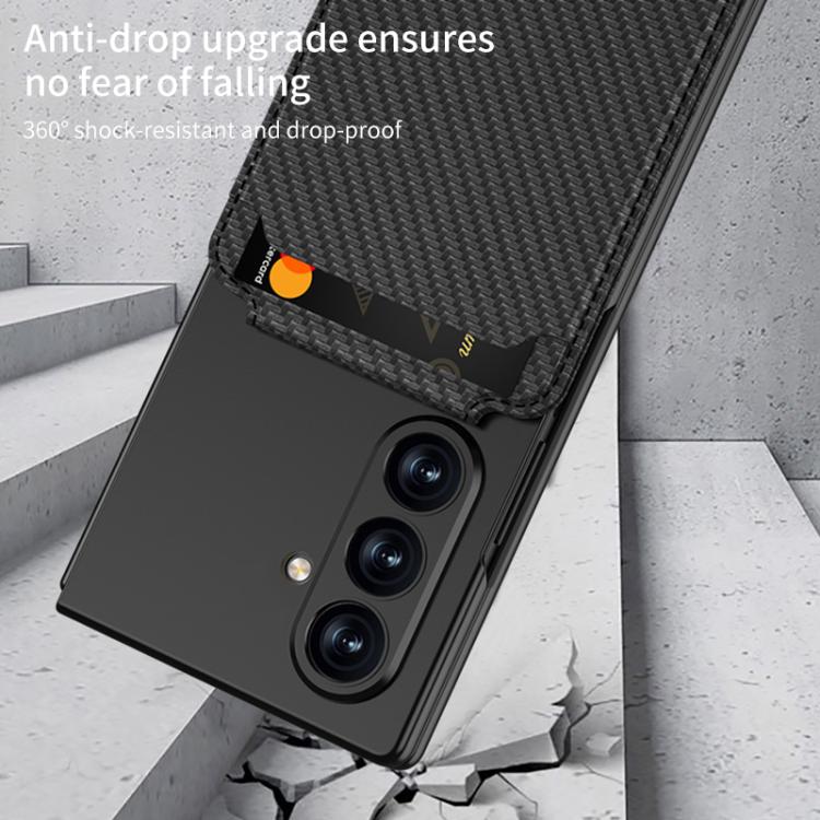 For Samsung Galaxy Z Fold7 5G GKK Integrated Magnetic Folding Card Bag Phone Case(Carbon Fiber) - Galaxy Z Fold7 5G Cases by GKK | Online Shopping UK | buy2fix