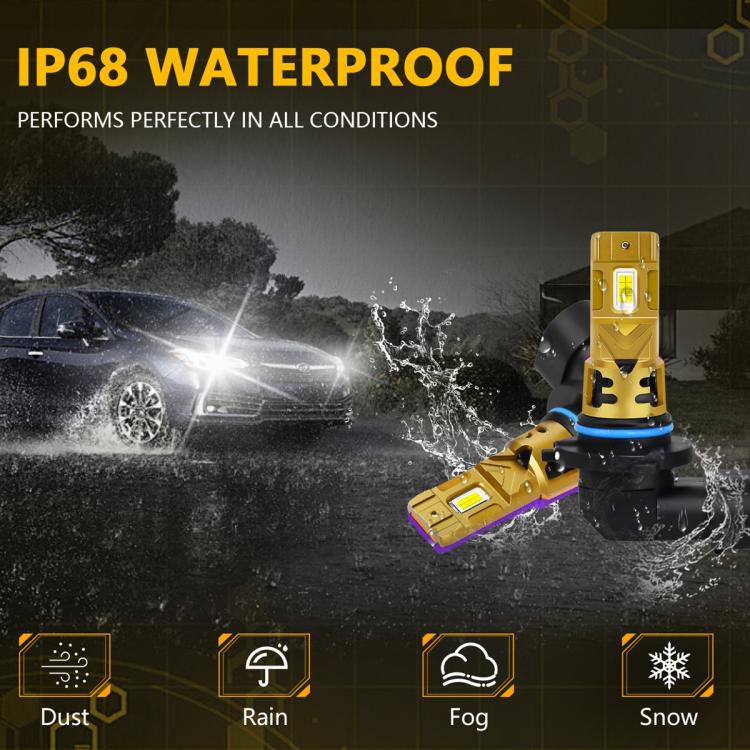 9006 2pcs/Pack 35W 3000LM 6500K IP68 Waterproof Car LED Headlight Bulb(Gold) - LED Headlamps by buy2fix | Online Shopping UK | buy2fix