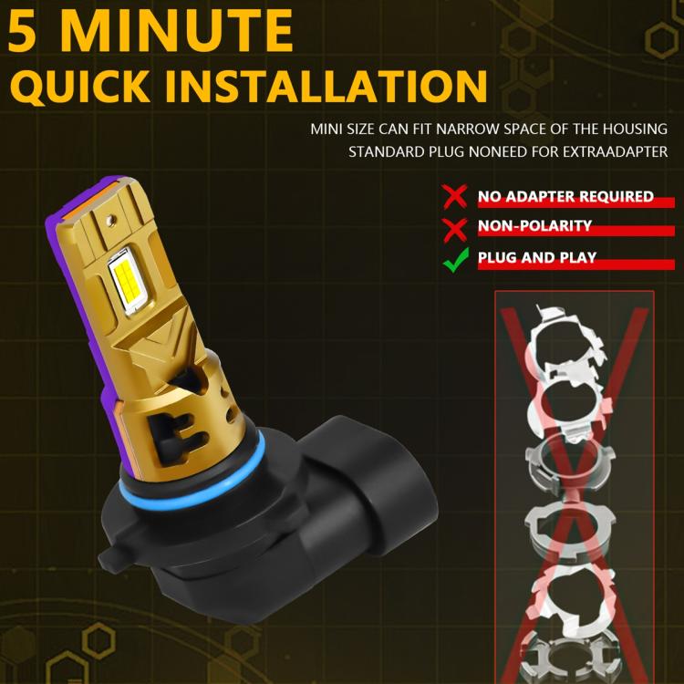 9006 2pcs/Pack 35W 3000LM 6500K IP68 Waterproof Car LED Headlight Bulb(Gold) - LED Headlamps by buy2fix | Online Shopping UK | buy2fix