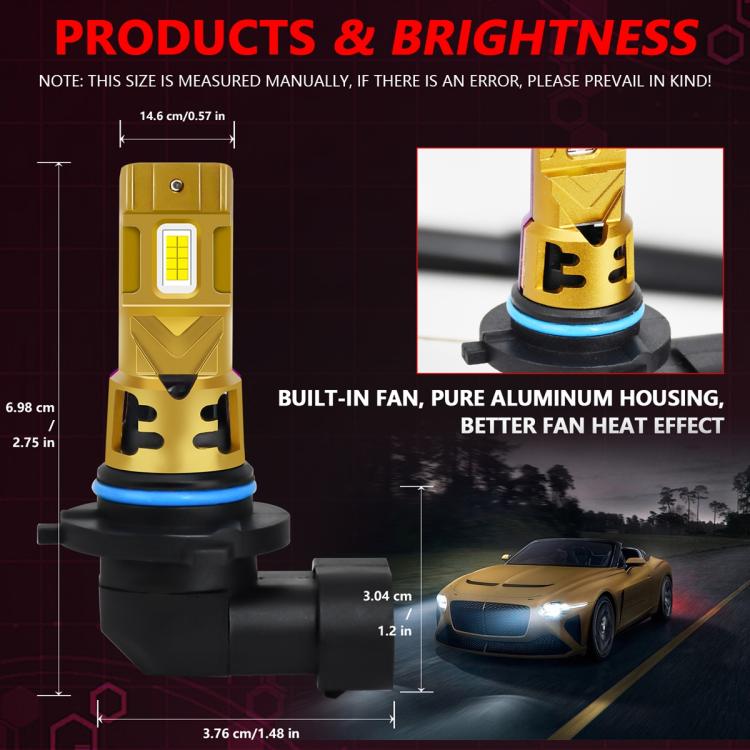 9006 2pcs/Pack 35W 3000LM 6500K IP68 Waterproof Car LED Headlight Bulb(Gold) - LED Headlamps by buy2fix | Online Shopping UK | buy2fix