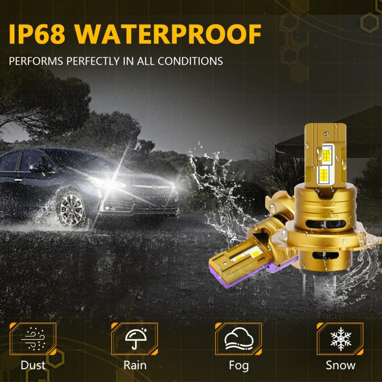 H4 2pcs/Pack 35W 3000LM 6500K IP68 Waterproof Car LED Headlight Bulb(Gold) - LED Headlamps by buy2fix | Online Shopping UK | buy2fix