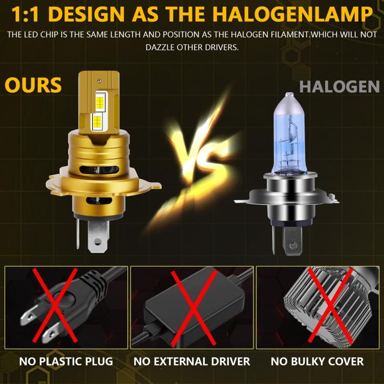 H4 2pcs/Pack 35W 3000LM 6500K IP68 Waterproof Car LED Headlight Bulb(Gold) - LED Headlamps by buy2fix | Online Shopping UK | buy2fix
