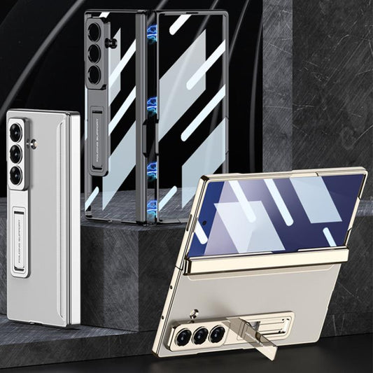For Samsung Galaxy Z Fold7 5G GKK Integrated Magnetic Phantom Hinge Phone Case with Holder(Silver) - Galaxy Z Fold7 5G Cases by GKK | Online Shopping UK | buy2fix