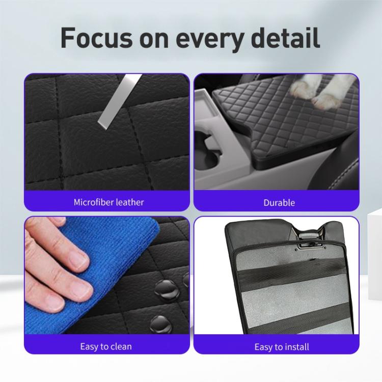 Car Central Armrest Box Protective Leather Cover Mat for Ford F150 2015-2022(Black) - Seat Accessories by buy2fix | Online Shopping UK | buy2fix
