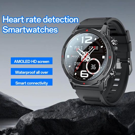 Yesido IO31 1.43 inch AMOLED Screen Smart Watch Support BT Call / Heart Rate(Black) - Smart Watches by Yesido | Online Shopping UK | buy2fix