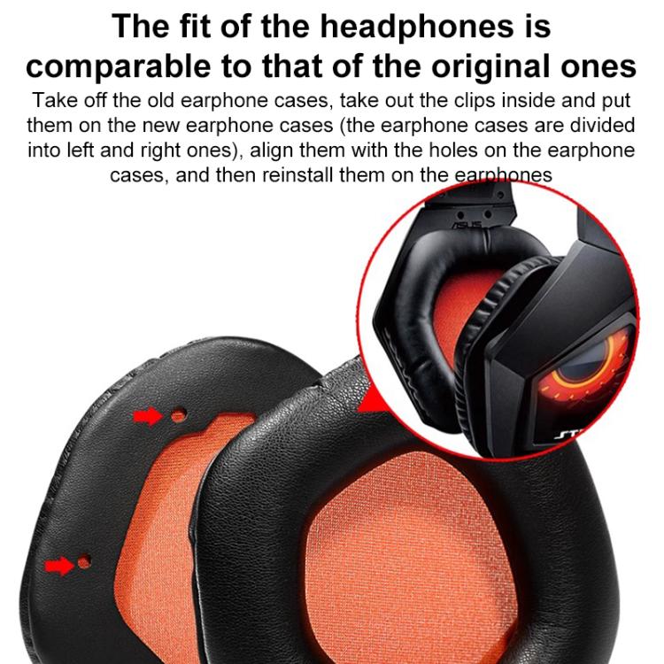 1 Pair Snap-on Replacement Earpads For ASUS ROG Strix7.1, Material:Protein Leather(Black Orange) - Earmuff & Pad by buy2fix | Online Shopping UK | buy2fix