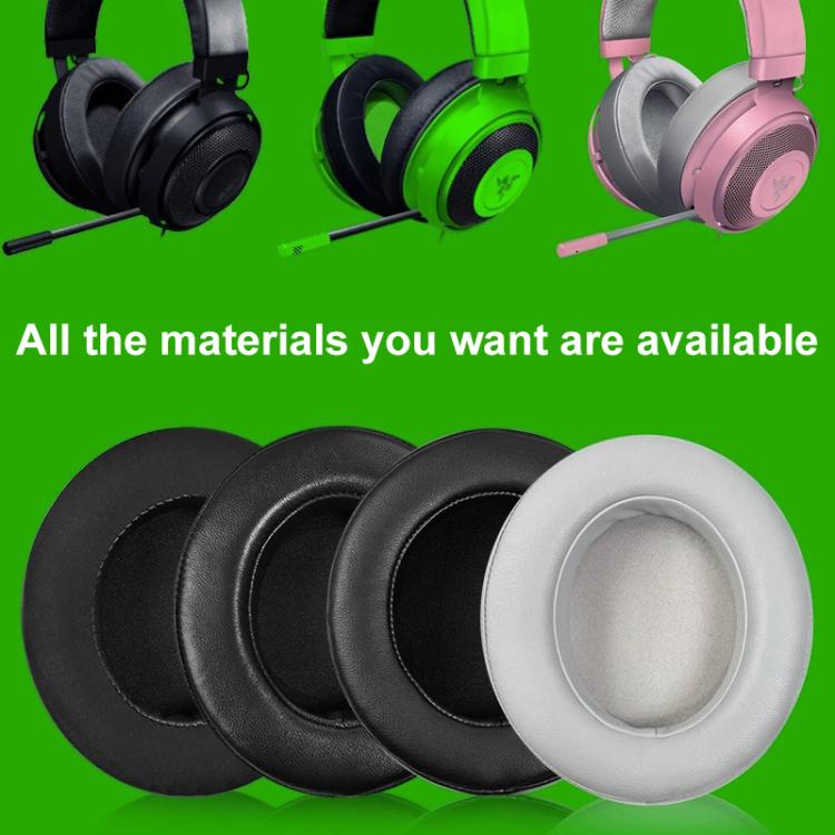 1 Pair Rotating Snap-on Replacement Earpads For Razer Kraken Pro V2, Material:Protein Leather Ice Silk Fabric(Grey) - Earmuff & Pad by buy2fix | Online Shopping UK | buy2fix