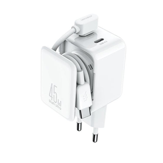 JOYROOM TCL05 45W GaN Dual USB-C / Type-C Port Mini Charger, with Cable, Plug:EU Plug(White) - USB Charger by JOYROOM | Online Shopping UK | buy2fix