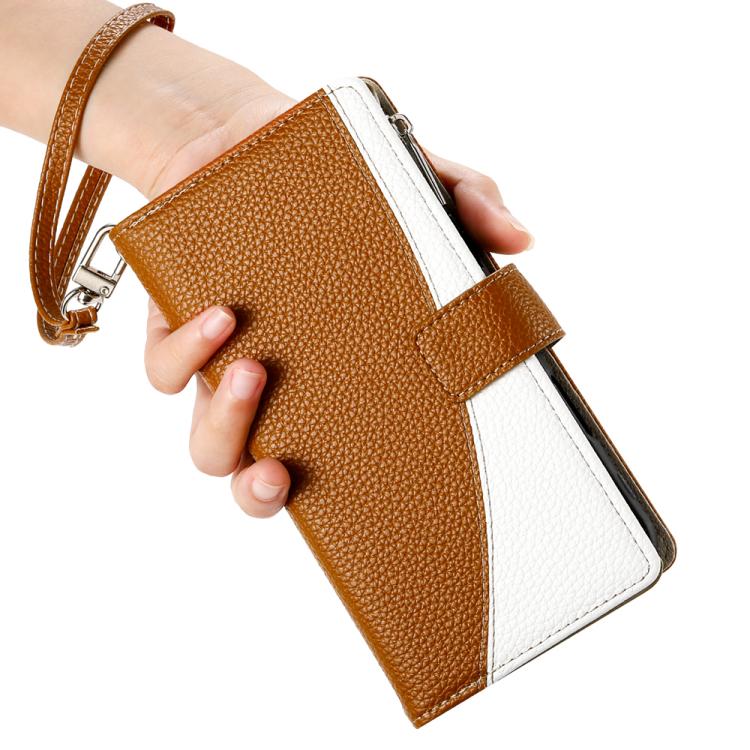 For Google Pixel 9 / 9 Pro / 10 / 10 Pro Stitching Multi-card Zipper Wallet Leather Phone Case with Short Strap(Brown) - Google Cases by buy2fix | Online Shopping UK | buy2fix