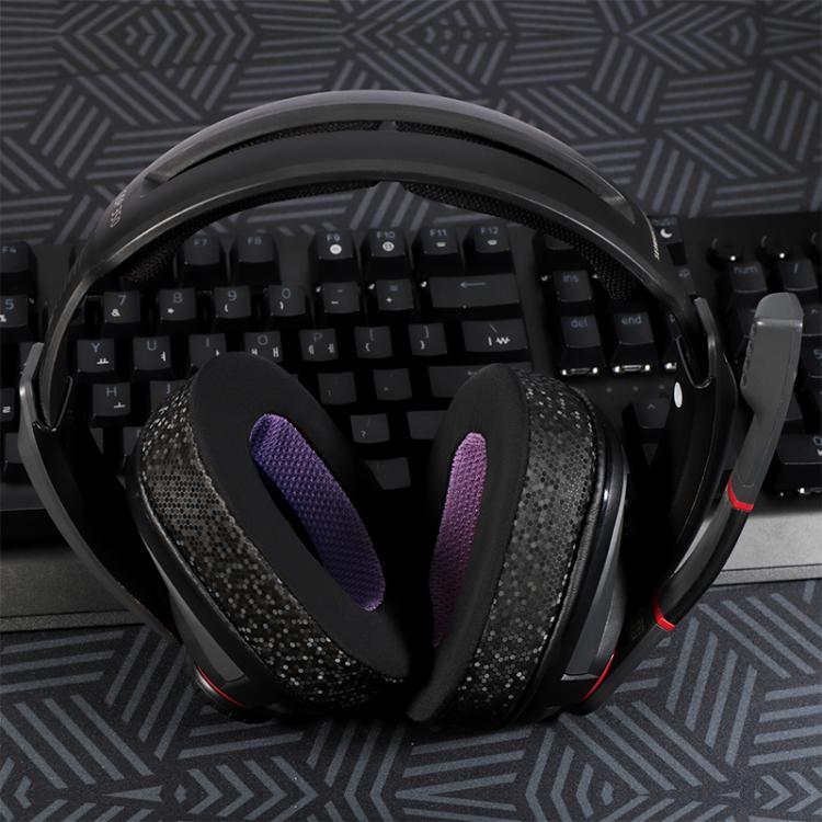 2pcs Snap-on Replacement Earpads For Sennheiser GSP500 / GSP550 / GSP600 / GSP670 / EPOS H6 Pro / GSP601 / GSP602, Material:Ice Feeling Leather(Black Purple) - Earmuff & Pad by buy2fix | Online Shopping UK | buy2fix