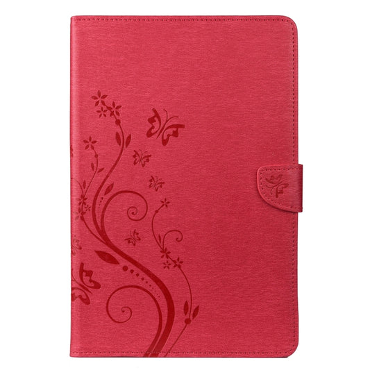 For Samsung Galaxy Tab S8 / Galaxy Tab S7 T870 / T875 Butterfly Flower Embossing Pattern Horizontal Flip Leather Case with Holder & Card Slots & Wallet(Magenta) by buy2fix