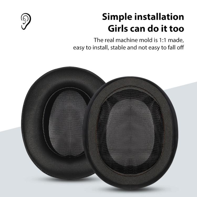 2pcs Snap-on Protein Leather Replacement Earpads For Panasonic RP-HD10 / RP-HD10E(Black) - Earmuff & Pad by buy2fix | Online Shopping UK | buy2fix