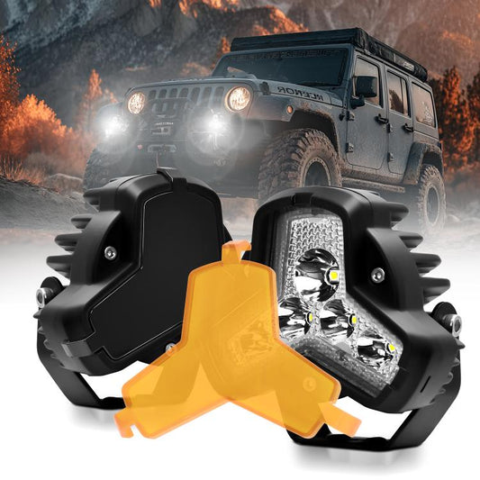 2pcs/Pack Car 80W High-power Matrix Triangle Cannon Work Light with Cable Set(Black) - Work Lights by buy2fix | Online Shopping UK | buy2fix