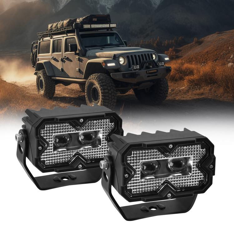 2pcs/Pack Car 70W High-power Matrix Eyes Work Light with Cable Set(Black) - Work Lights by buy2fix | Online Shopping UK | buy2fix