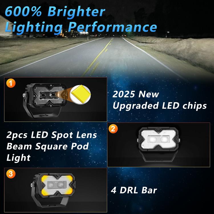 2pcs/Pack Car 70W High-power Matrix Eyes Work Light with Cable Set(Black) - Work Lights by buy2fix | Online Shopping UK | buy2fix