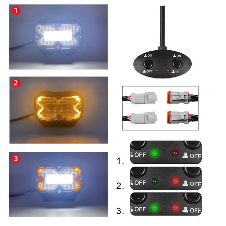 2pcs/Pack Car 70W High-power Matrix Eyes Work Light with Cable Set(Black) - Work Lights by buy2fix | Online Shopping UK | buy2fix