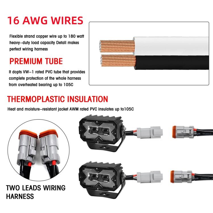 2pcs/Pack Car 70W High-power Matrix Eyes Work Light with Cable Set(Black) - Work Lights by buy2fix | Online Shopping UK | buy2fix