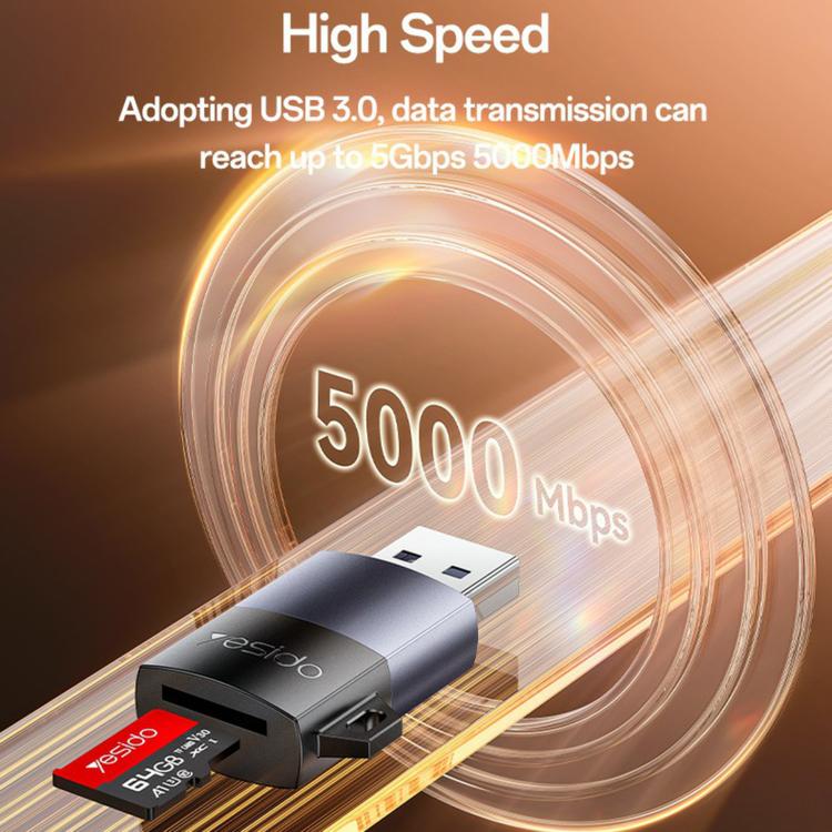 Yesido GS36 USB 3.0 TF Card Reader(Black) - by Yesido | Online Shopping UK | buy2fix