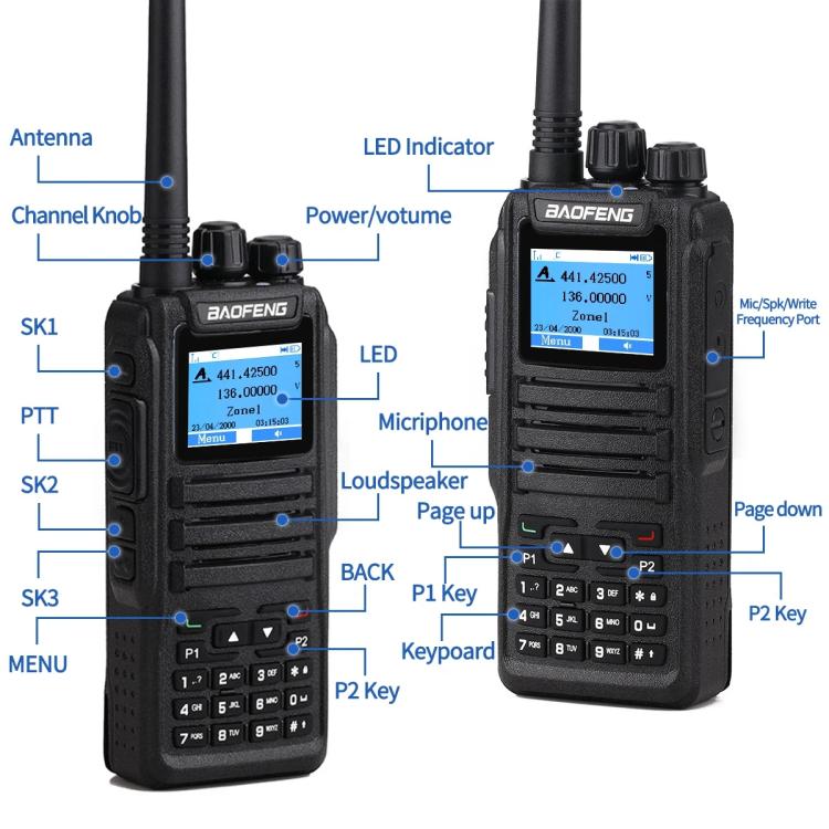 Baofeng DM-1701 1.77 inch Ccolor Screen DMR Direct Dual Capacity Standard Handheld Walkie Talkie, Plug:EU Plug - Handheld Walkie Talkie by BAOFENG | Online Shopping UK | buy2fix