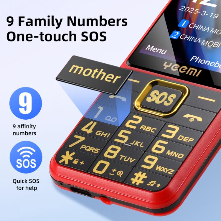 K3 2G Keypad Phone, 2.4 inch, LED Flashlight, Big Keyboard Big Fonts, SOS, Network: 2G, Dual SIM, Plug:US Plug(Gold) - Others by buy2fix | Online Shopping UK | buy2fix